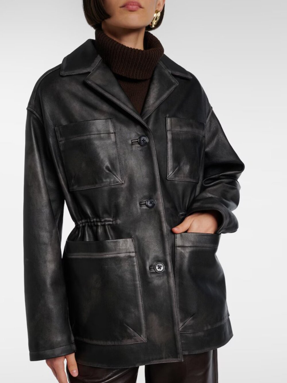 Dorothee Schumacher Distressed Edges Leather Jacket in Black, size "2 " (size S)
